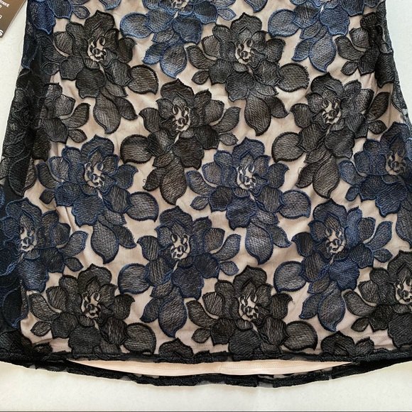 Express Black Embroidered Floral Mini Dress Womens Size Medium Tan Lining - Picture 12 of 16